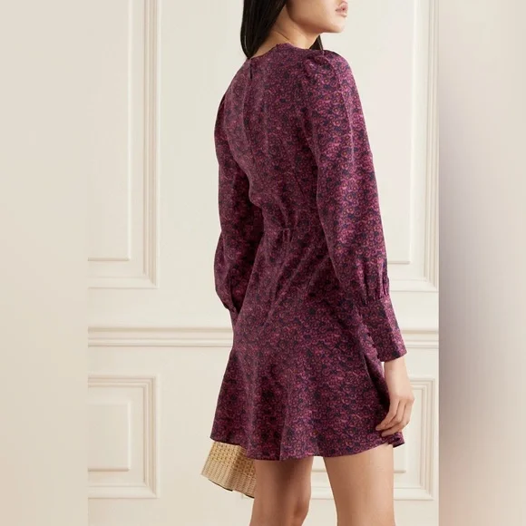 REBECCA VALLANCE Rosette Belted Floral-Print Silk Crepe De Chine Mini Dress - Picture 2 of 16